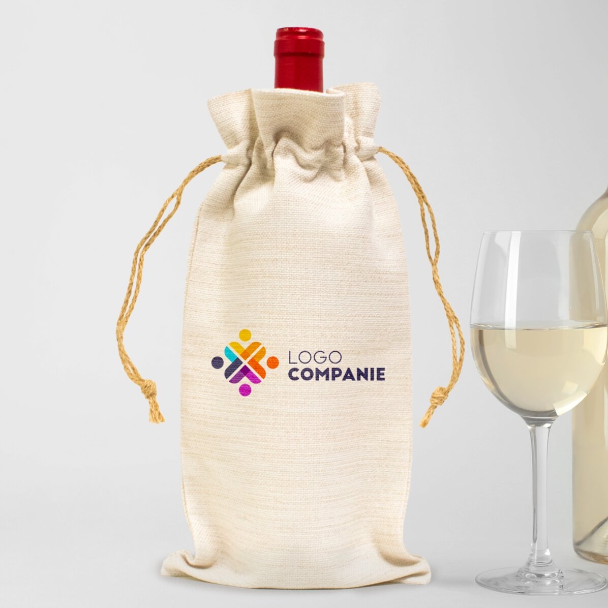 Săculeț personalizat pentru sticlă de vin cu logo